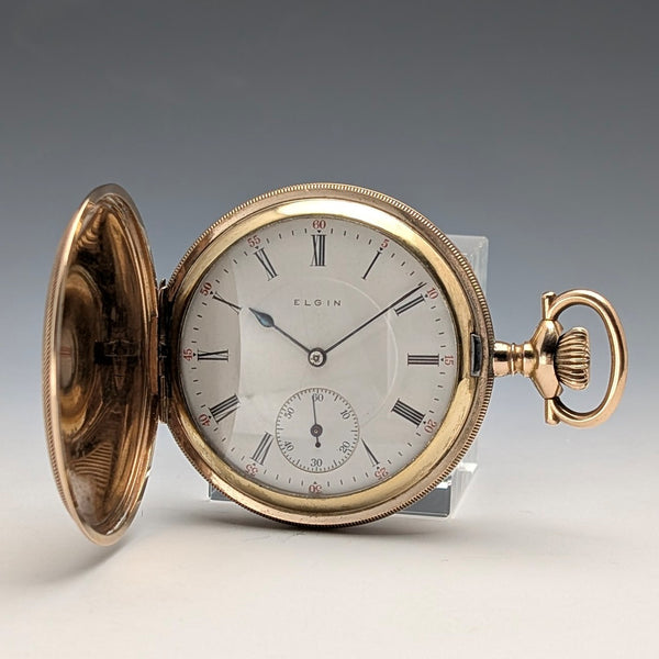 1913年 米国アンティーク エルジン 懐中時計 金張りハンターケース 動作良好